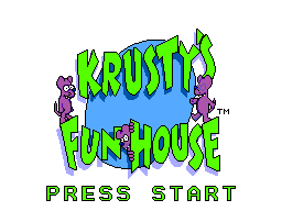 Krusty's Fun House title screen for Sega Master System